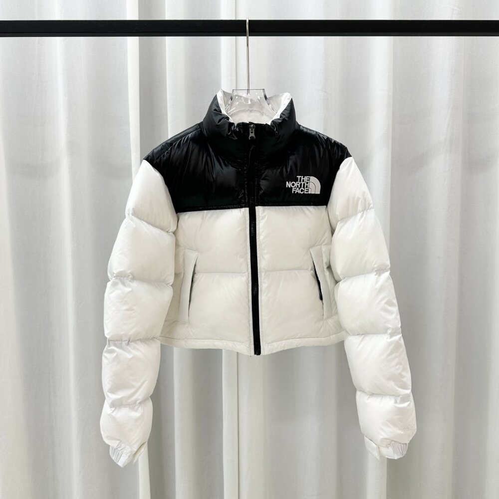 The North Face Cropped Nuptse Jacket (Black-White)